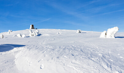 Fototapeta premium View of winter mountain landscape, the Giant mountains.