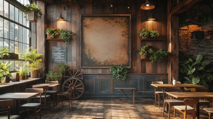 Fototapeta na wymiar Blank menuboard in wooden pub