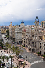 Fototapeta na wymiar Vertical view of the Valencia town hall.Valencia - Spain