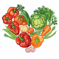 Healthy life   heart shape with vegetables for yo