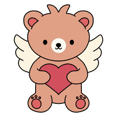 winged teddy bear with heart