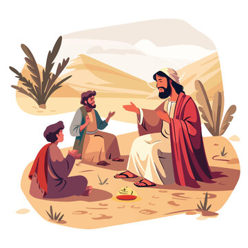 Illustration of Jesus ministry. Jesus Christ prea