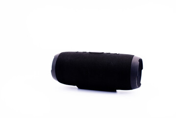 Loudspeaker. Portable audio speaker. Music player. On a white background.