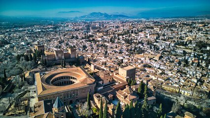 Aerial view of the Alhambra in Granada, Spain