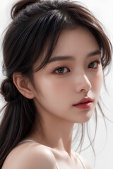Fototapeta premium Gorgeous Asian Young Female Model - Fashion or Cosmetics Model - Surreal Beauty with Perfect Fine Features - Beautiful Smooth Hair