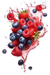 Falling fresh ripe wild berries.