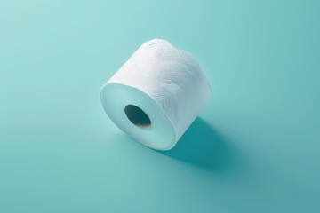 Toilet paper roll on blue background
