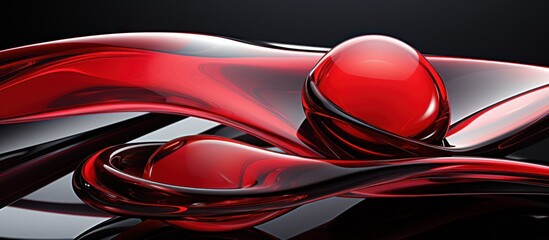 Glossy crimson and grey forms aligning Red Curve,