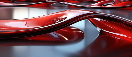 Glossy crimson and grey forms aligning Red Curve,