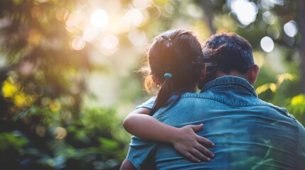 Affectionate Father Holding Young Daughter Outdoors