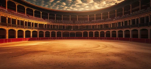 Foto op Canvas Empty round bullfight arena in Spain. Spanish bullring for traditional performance of bullfight © Christophe