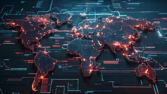 3D digital map of planet earth with global communication technology concept Generative AI