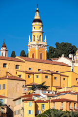 Panorama of coast of town of Menton, France