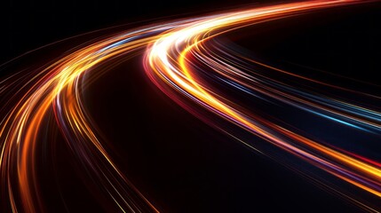 Modern abstract high-speed movement effect. Set of dynamic curve light trails. Velocity pattern for banner or poster design background. --ar 16:9 --v 6 Job ID: bc6a04b8-d995-4ba5-a356-cbc3f0a47a65