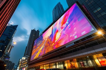 Elegant Digital Billboard Display in Vibrant City Center for Premium Mockup. 