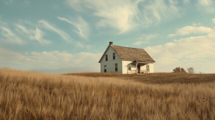 Fototapeta na wymiar Outdoor photo of modernist farmhouse exterior field, photorealistic, 8k, horizontal format --ar 16:9 --v 6 Job ID: 18361885-de12-422a-80a7-978ab42254a4