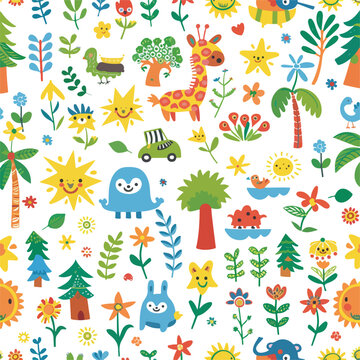 Seamless summer pattern in the concept of childre
