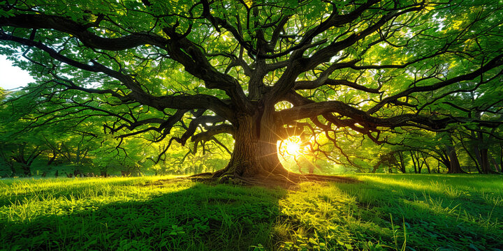 An amazing oak, with long branches, like hands extended to the