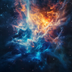 Surreal Cosmic Nebula with Traveler Silhouette - High-Resolution Space Art