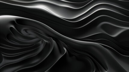 Obraz premium Black abstract background design. Modern wavy line pattern in monochrome colors.
