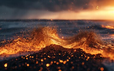 Fire in the waves of sea  