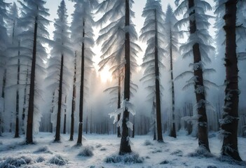 winter forest in the morning