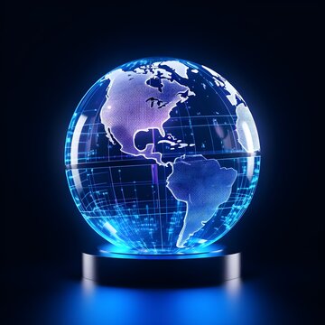 Holographic world globe with intricate geographical details - Ai Generated