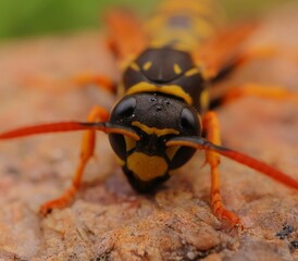 Close up of an European hornet (Vespa crabro)