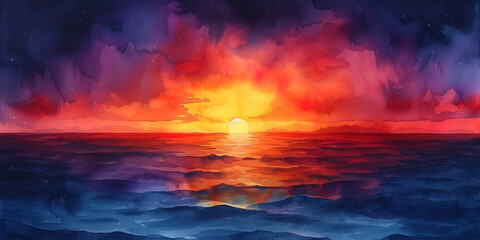 Obraz premium The riot of colors in the sky during sunset, creating unique watercolor paintings on the canvas of