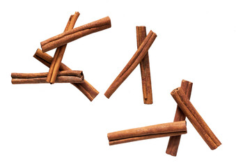 fragrant cinnamon sticks isolated on white.