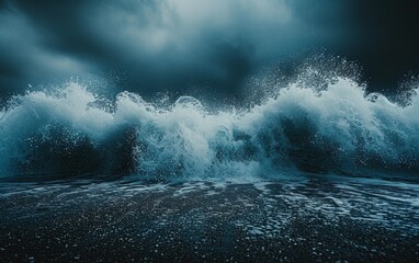 Stormy blue wave sea