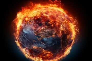 title. global warming concept - earth with animated heat waves and el nino impact - obrazy, fototapety, plakaty