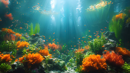 Fototapeta na wymiar Underwater reefs, multi colored and diverse, like an underwater garden.