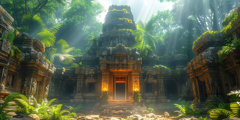 Fototapeta premium Wild and unconquered jungle, like an ancient temple of nature, awaiting its fans