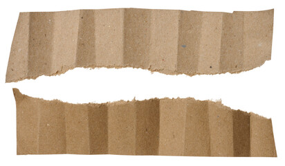 Piece of brown paper with torn edges isolated on background