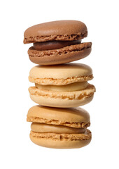 Chocolate macarons on isolated background