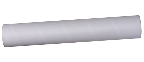 White paper towel tube on white isolated background