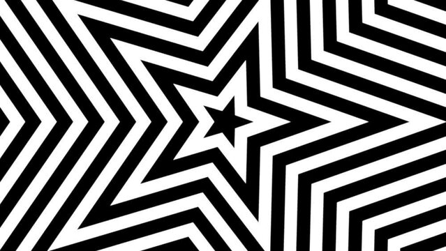 star pattern visual background, seamless moving background, Tunnel Looping Video Background with radio wave effect, monochrome black and white