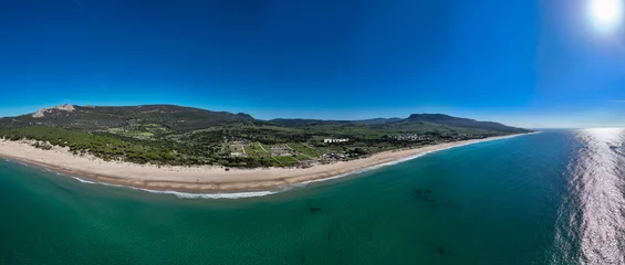Photo sur Plexiglas Plage de Bolonia, Tarifa, Espagne vista panorámica de la playa de Bolonia en el municipio de Tarifa, Andalucía 