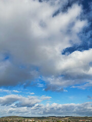 High Angle View of Winter Sky and Clouds over City of England UK