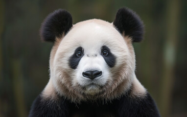 Obraz premium Panda front view portrait. Generative AI