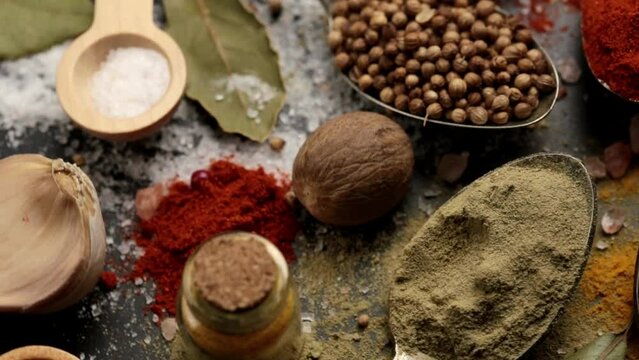 Various spices and dry herbs