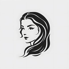 Beautiful girl face simple logo, flat style, minimalist logo