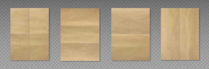 Crumpled paper texture vector background. Brown old parchment. Wrinkled vintage sheet EPS10