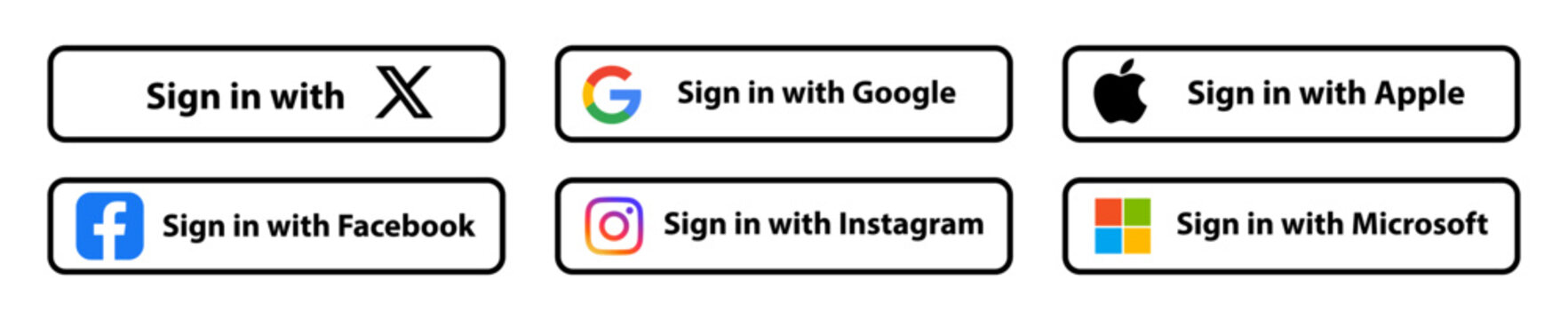 Set Buttons Sign in with Google, Facebook, Apple,Twitter,MicrosoftAuthenticate User Login with
