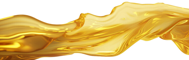 Golden oil splash cut out isolated on transparent background