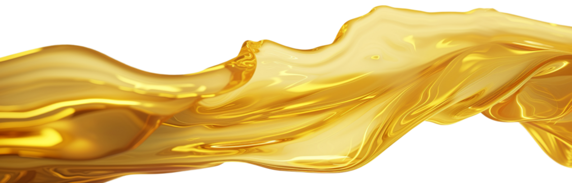 Golden oil splash cut out isolated on transparent background