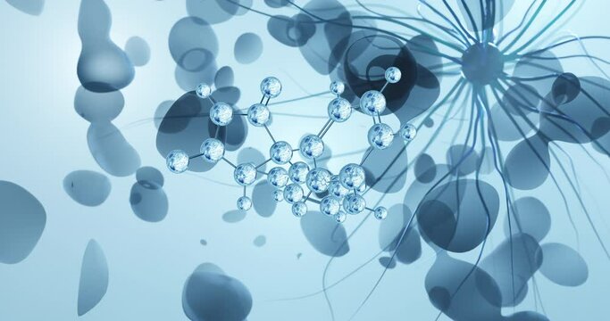 Phenytoin rotating molecular 3d structure ball-and-stick model, looped video anti-seizure medication
