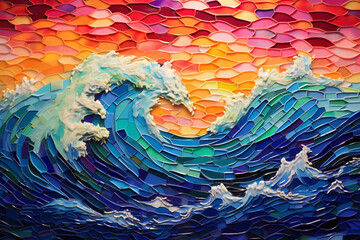 Vibrant Mosaic Wave Pattern