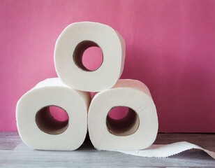 stacked toilet paper on a pink background lockdown icon 